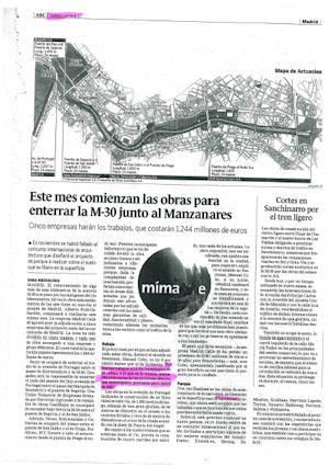 ESTE MES COMIENZAN LAS OBRAS PARA ENTERRAR LA M-30 JUNTO AL MANZANARES (artculo en formato PDF)
