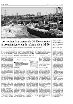 LOS VECINOS HAN PRESENTADO 36.066 CONSULTAS AL AYUNTAMIENTO POR LA REFORMA DE LA M-30 (artculo en formato PDF)