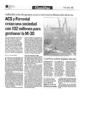 ACS Y FERROVIAL CREAN UNA SOCIEDAD CON 102 MILLONES PARA GESTIONAR LA M-30 (artculo en formato PDF)