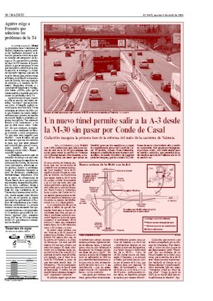 UN NUEVO TUNEL PERMITE SALIR A LA A-3 DESDE LA M-30 SIN PASAR POR CONDE DE CASAL (artculo en formato PDF)