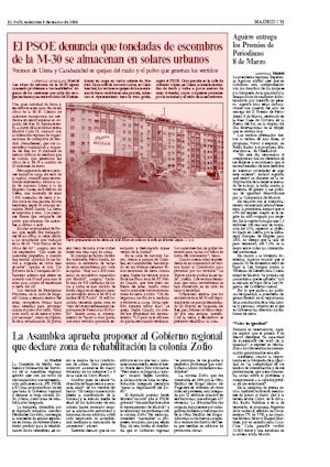EL PSOE DENUNCIA QUE TONELADAS DE ESCOMBROS DE LA M-30 SE ALMACENAN EN SOLARES URBANOS (artculo en formato PDF)
