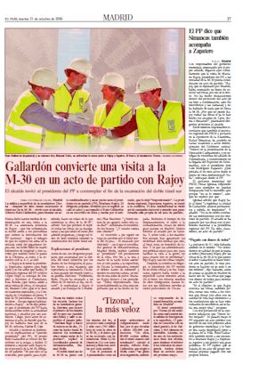 GALLARDON CONVIERTE UNA VISITA A LA M-30 EN UN ACTO DE PARTIDO CON RAJOY (artculo en formato PDF)
