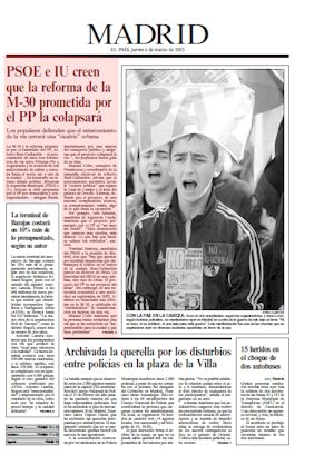 PSOE Y IU CREEN QUE LA REFORMA DE LA M-30 PROMETIDA POR EL PP LA COLAPSARÁ (artículo en formato PDF)