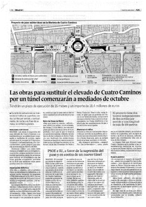 LAS OBRAS PARA SUSTITUIR EL ELEVADO DE CUATRO CAMINOS POR UN TUNEL COMENZARAN A MEDIADOS DE OCTUBRE (artculo en formato PDF) 