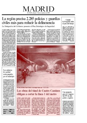 LAS OBRAS DEL TÚNEL DE CUATRO CAMINOS OBLIGAN A CORTAR LA LÍNEA 1 DEL METRO  (artículo en formato PDF)