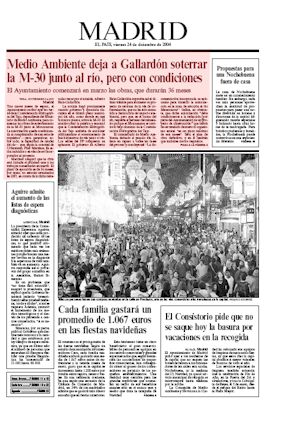 MEDIO AMBIENTE DEJA A GALLARDÓN SOTERRAR LA M-30 JUNTO AL RÍO, PERO CON CONDICIONES (artículo en formato PDF)