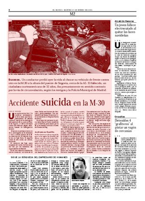 ACCIDENTE SUICIDA EN LA M-30 (artículo en formato PDF)