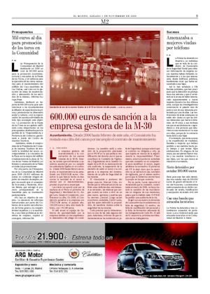 600.000 EUROS DE SANCION A LA EMPRESA GESTORA DE LA M-30 (artículo en formato PDF)